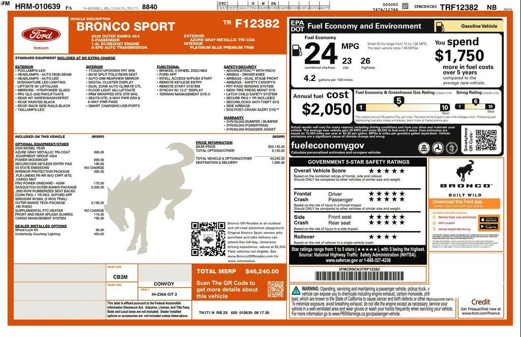 new 2026 Ford Bronco Sport car, priced at $43,480