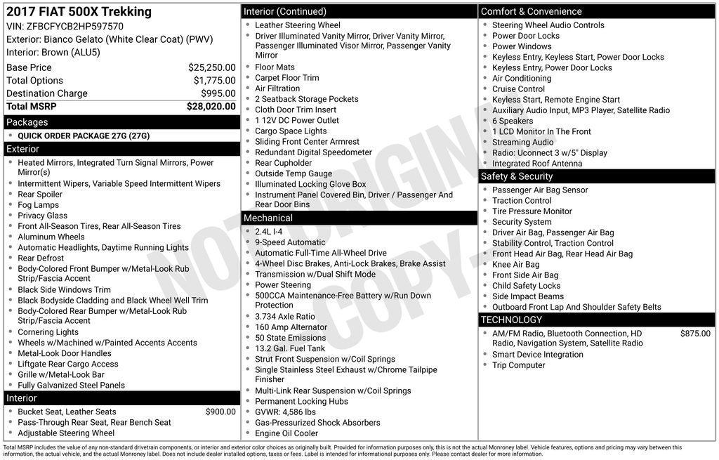 used 2017 FIAT 500X car, priced at $13,998