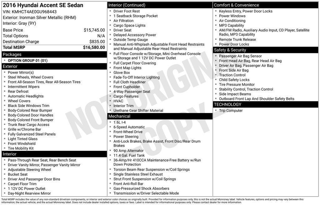 used 2016 Hyundai Accent car, priced at $8,999