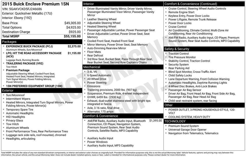 used 2015 Buick Enclave car, priced at $11,499