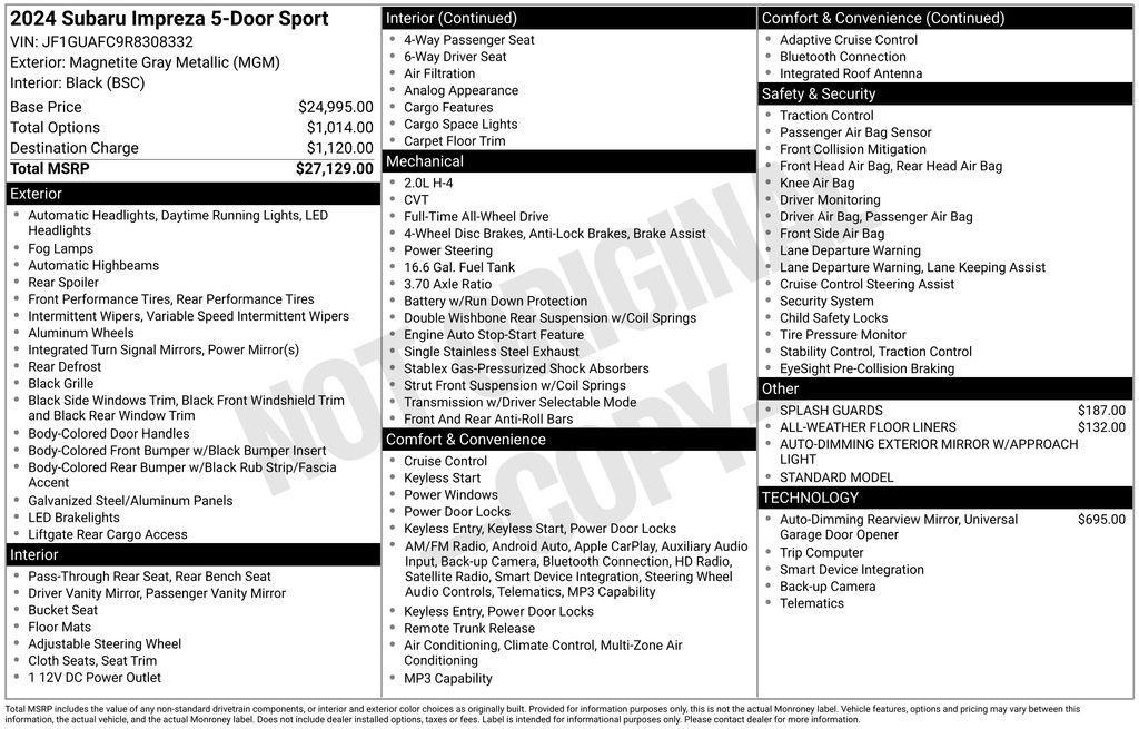 used 2024 Subaru Impreza car, priced at $22,855
