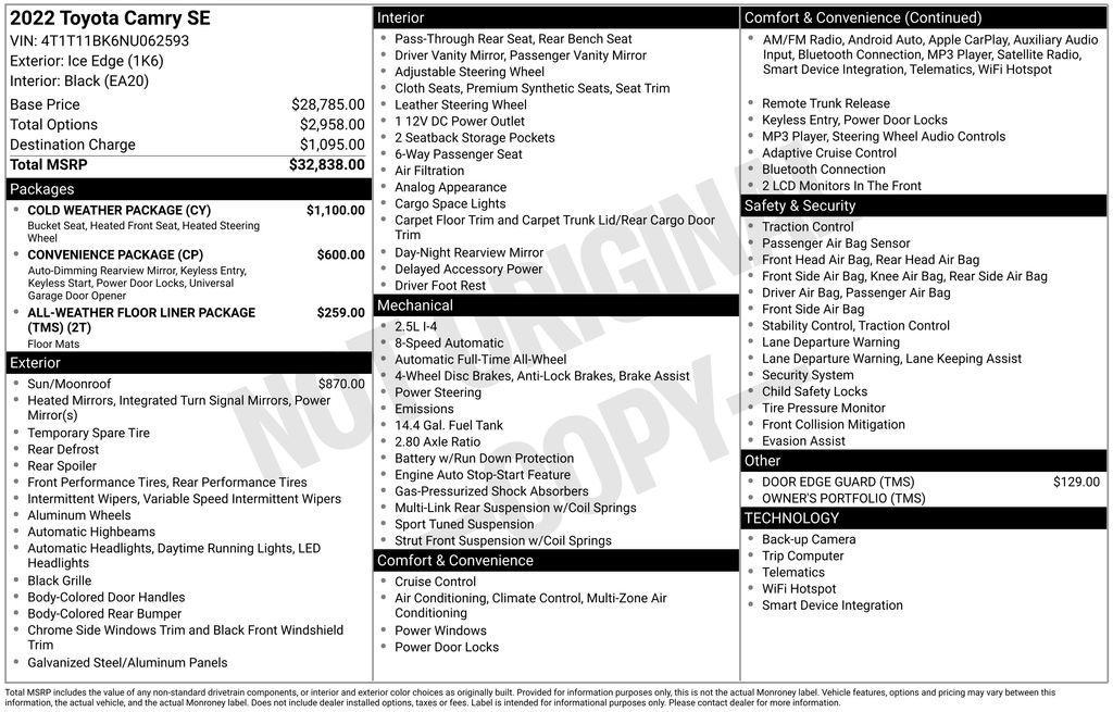 used 2022 Toyota Camry car, priced at $27,858