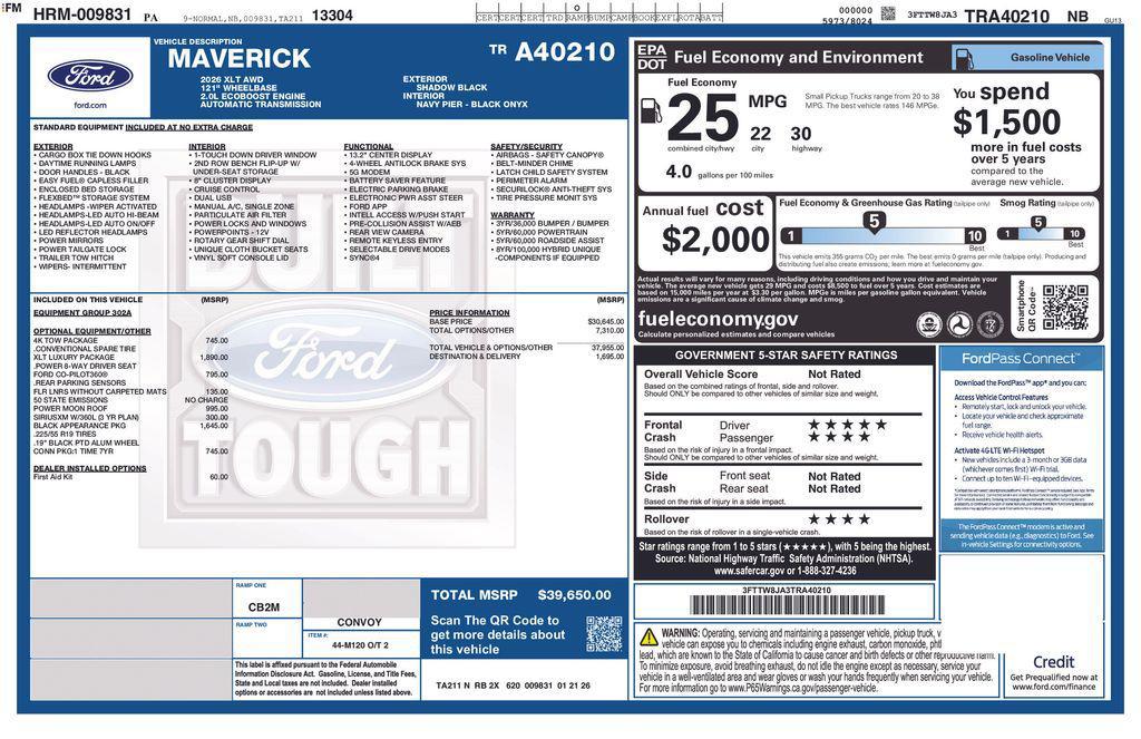 new 2026 Ford Maverick car, priced at $37,402