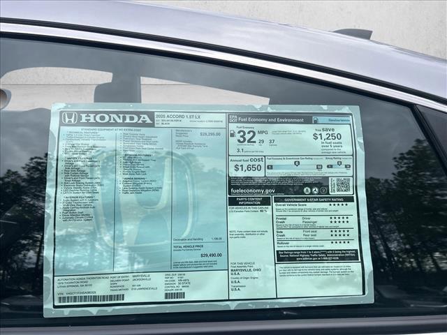 new 2025 Honda Accord car, priced at $28,302
