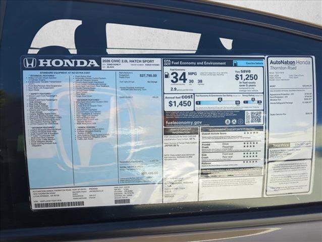 new 2026 Honda Civic car, priced at $29,445