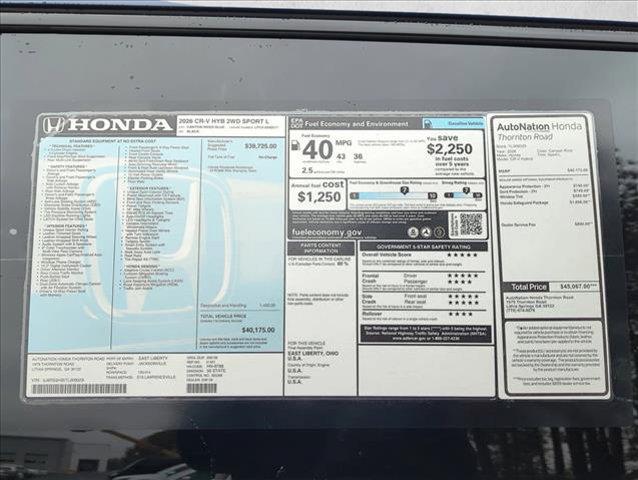 new 2026 Honda CR-V Hybrid car, priced at $38,161