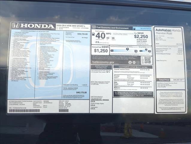 new 2026 Honda CR-V Hybrid car, priced at $40,175