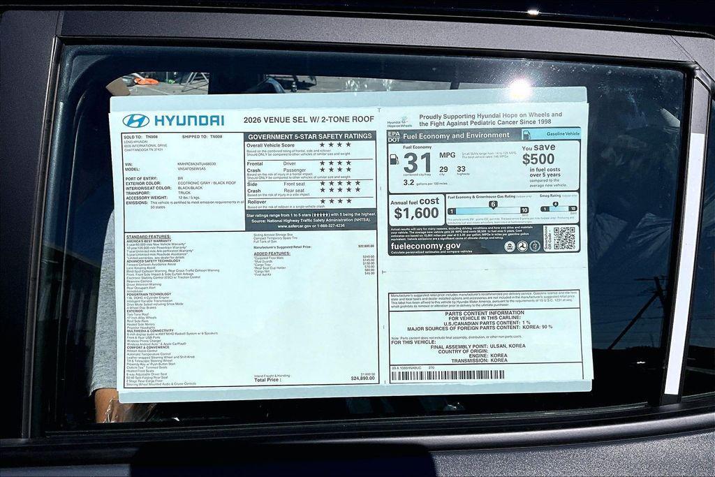 new 2026 Hyundai Venue car, priced at $25,489