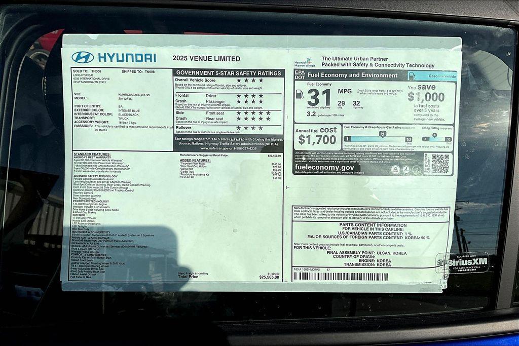 new 2025 Hyundai Venue car, priced at $24,886
