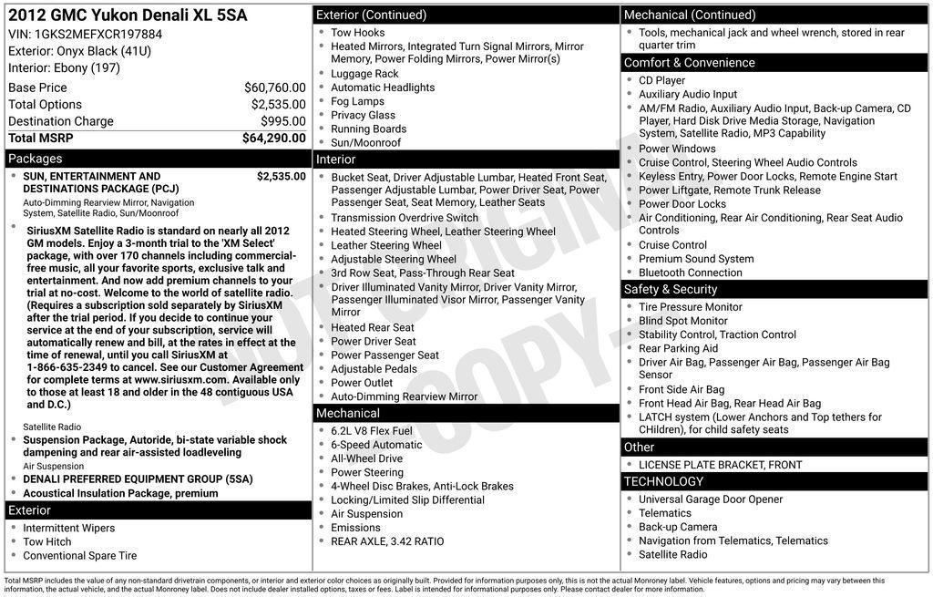 used 2012 GMC Yukon XL car, priced at $10,789