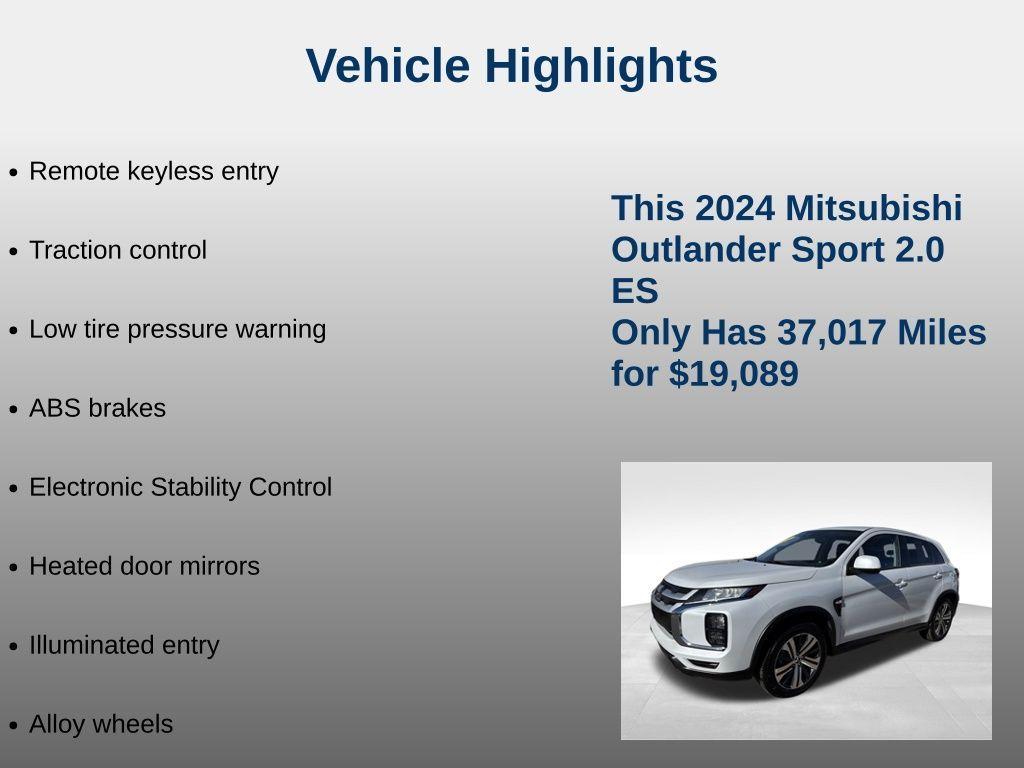 used 2024 Mitsubishi Outlander Sport car, priced at $19,089