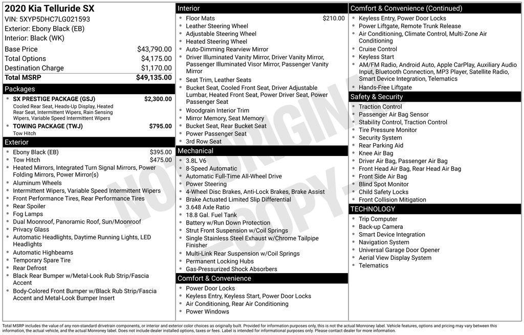 used 2020 Kia Telluride car, priced at $25,189