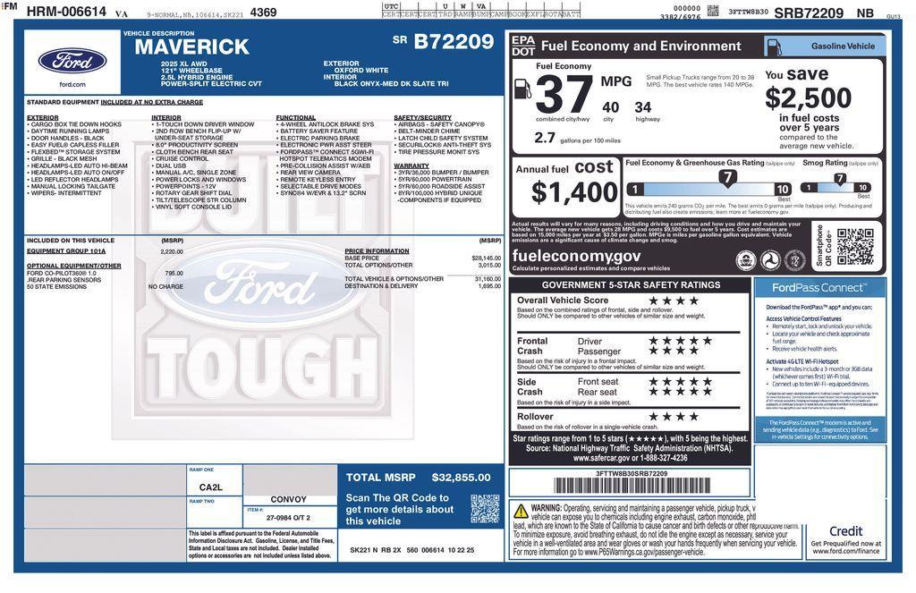 new 2025 Ford Maverick car, priced at $29,634
