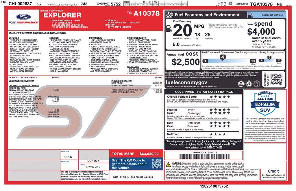new 2026 Ford Explorer car, priced at $62,130