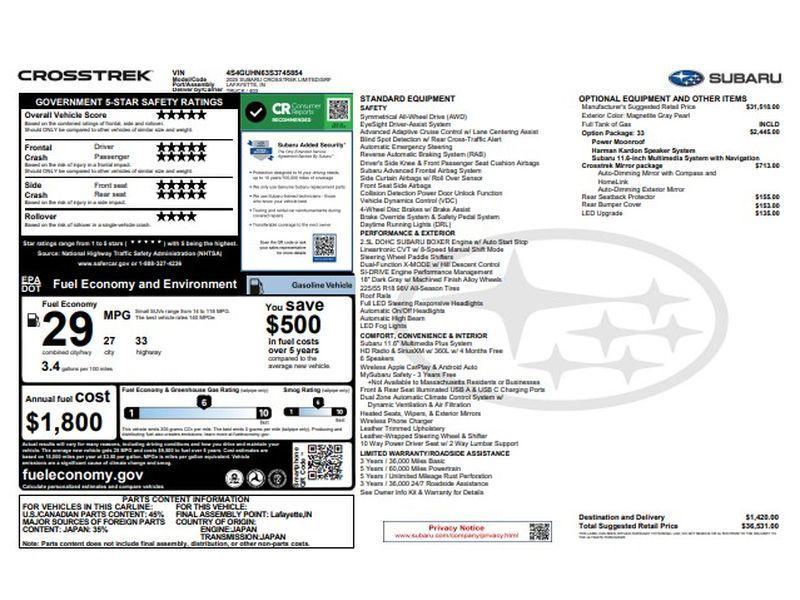used 2025 Subaru Crosstrek car, priced at $31,576