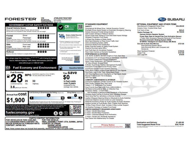 used 2025 Subaru Forester car, priced at $32,120