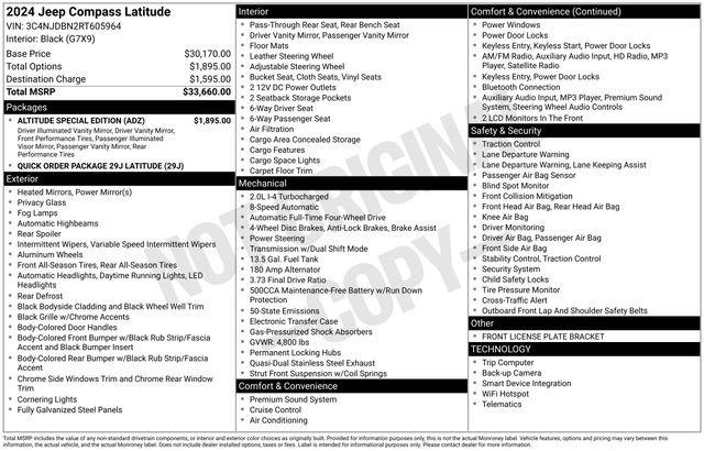 used 2024 Jeep Compass car, priced at $20,998