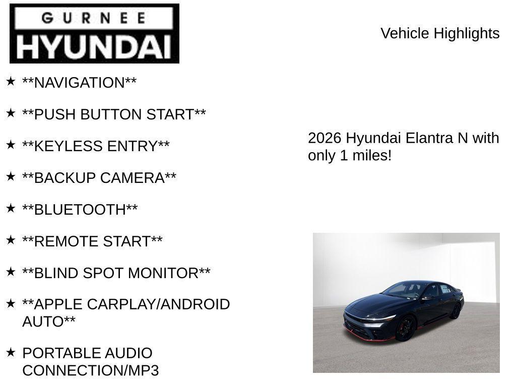 new 2026 Hyundai ELANTRA N car, priced at $37,212
