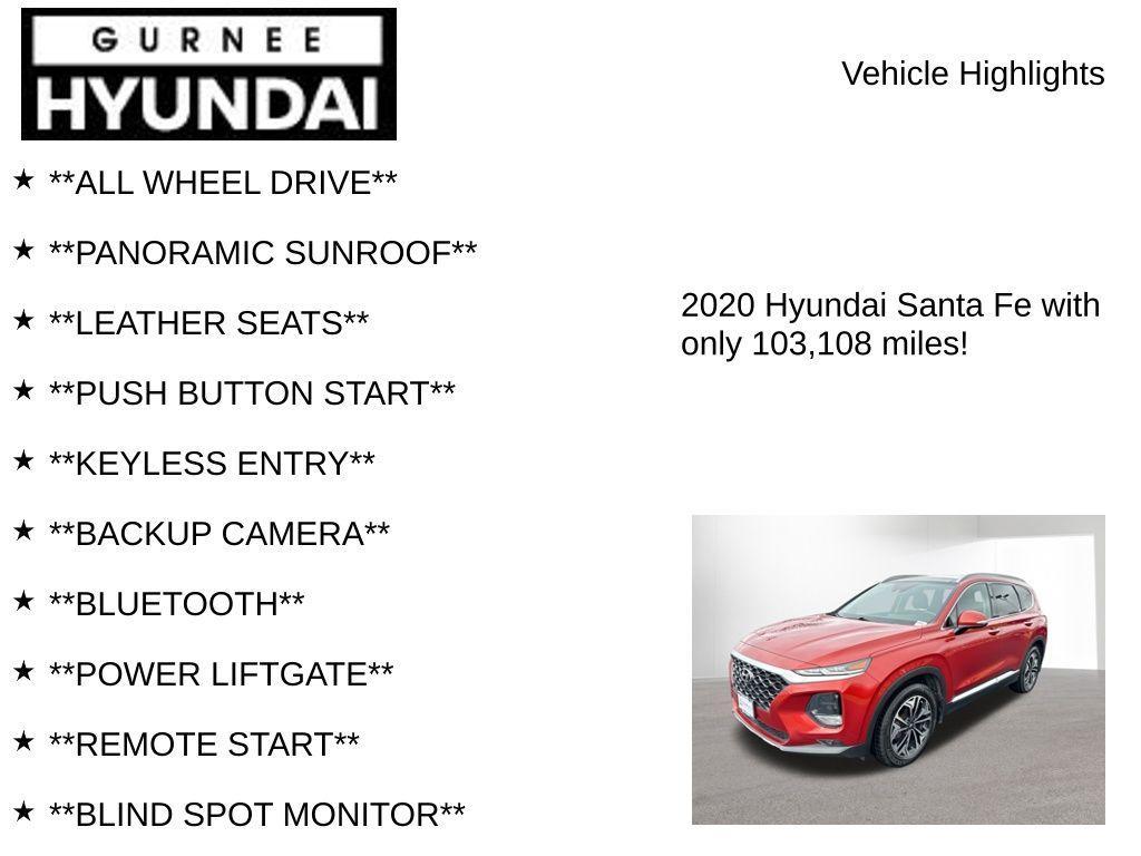 used 2020 Hyundai Santa Fe car, priced at $15,565