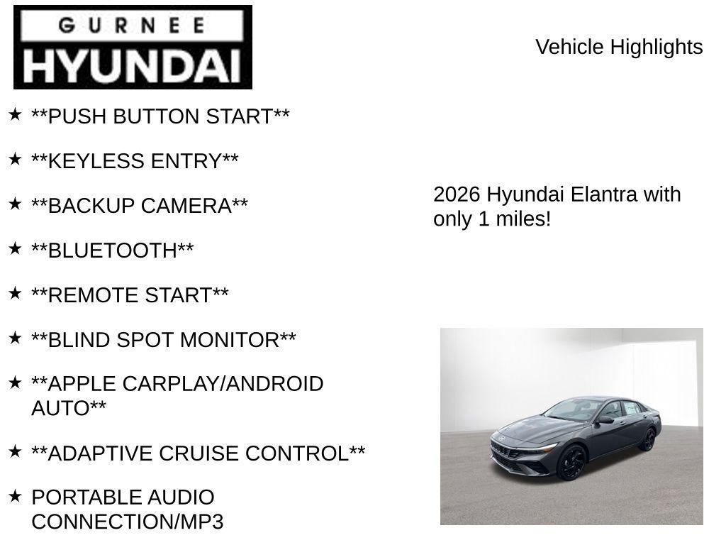 new 2026 Hyundai Elantra car, priced at $24,076