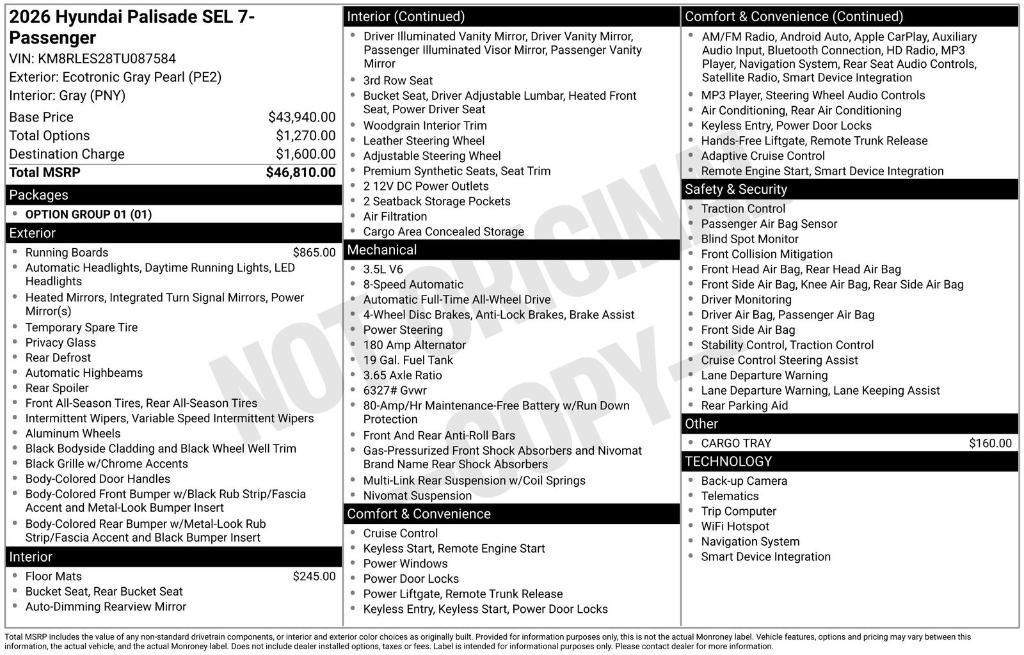 new 2026 Hyundai Palisade car, priced at $45,240