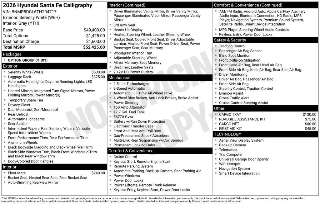 new 2026 Hyundai Santa Fe car, priced at $47,068