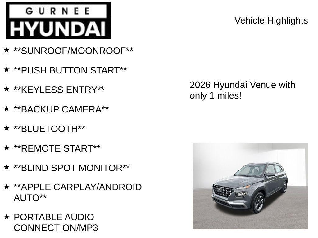 new 2026 Hyundai Venue car, priced at $23,826