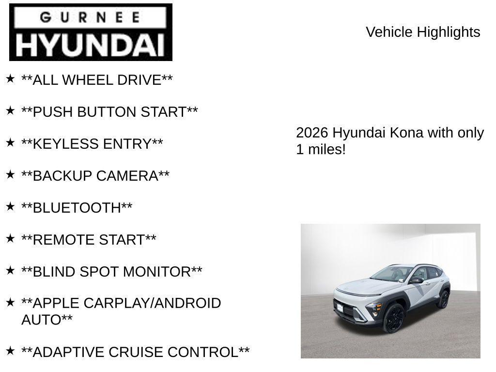 new 2026 Hyundai Kona car, priced at $28,685