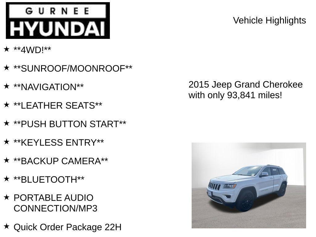 used 2015 Jeep Grand Cherokee car, priced at $12,999