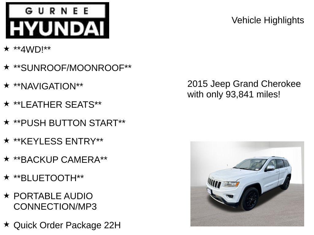 used 2015 Jeep Grand Cherokee car, priced at $13,125