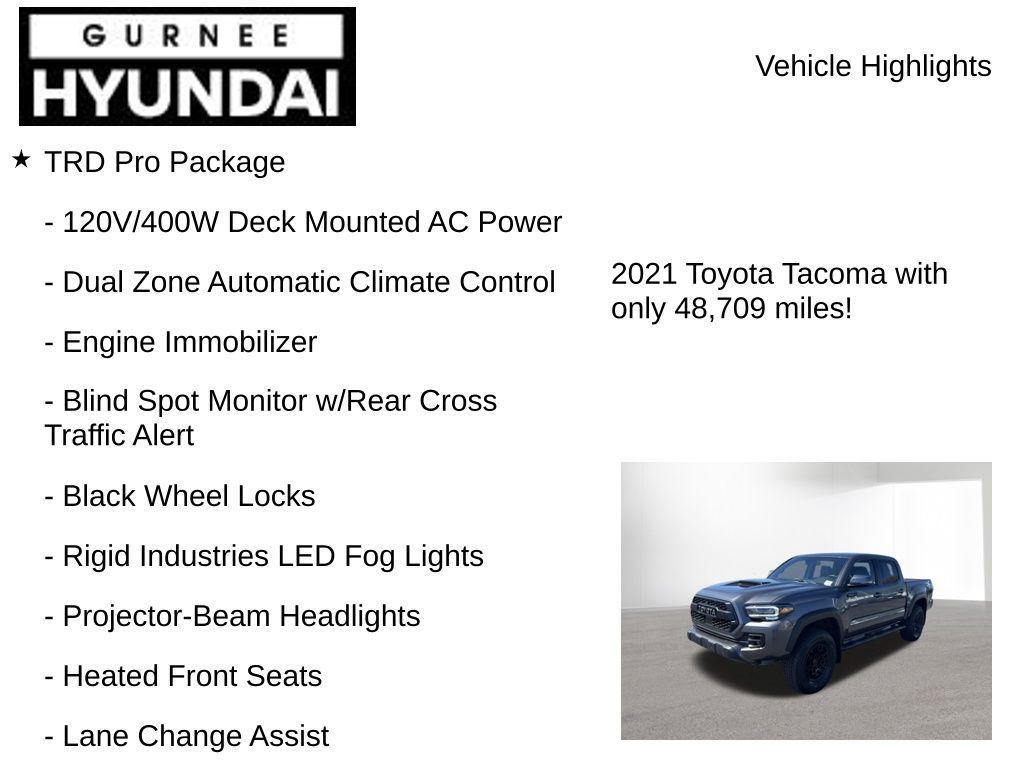 used 2021 Toyota Tacoma car, priced at $42,199