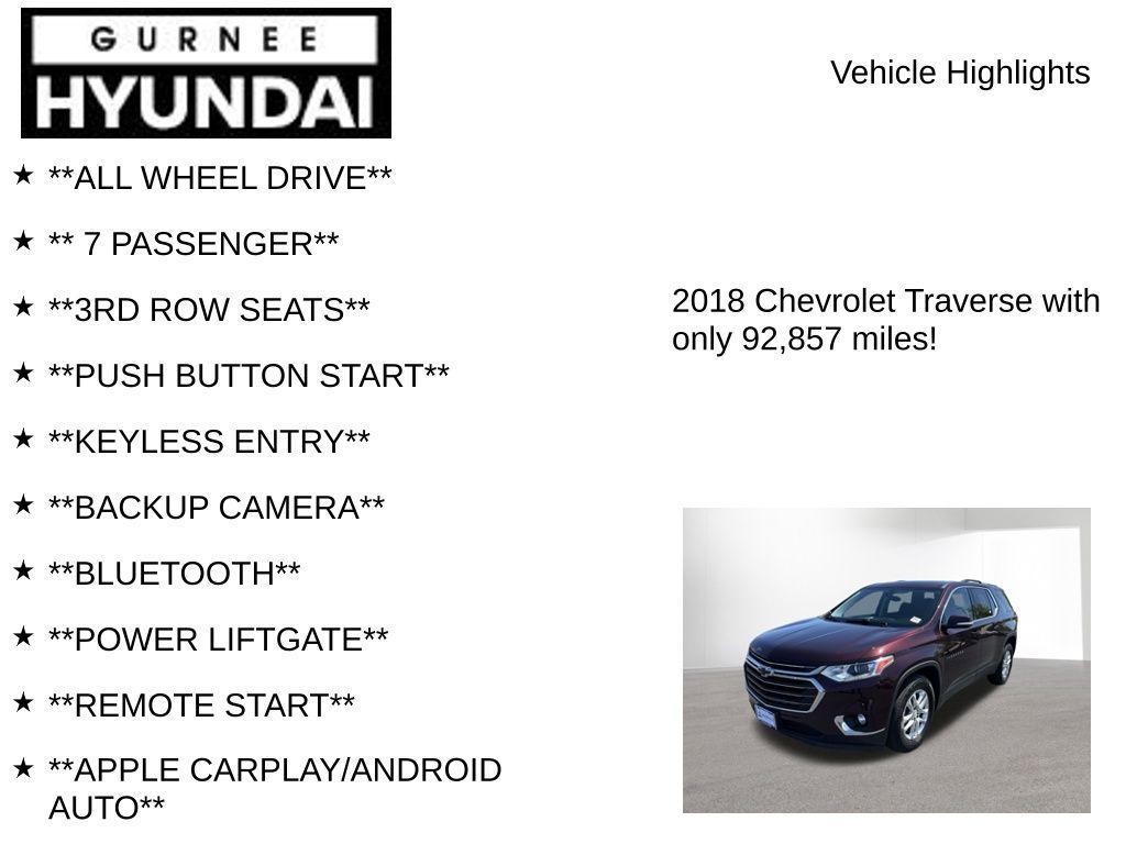 used 2018 Chevrolet Traverse car, priced at $16,466