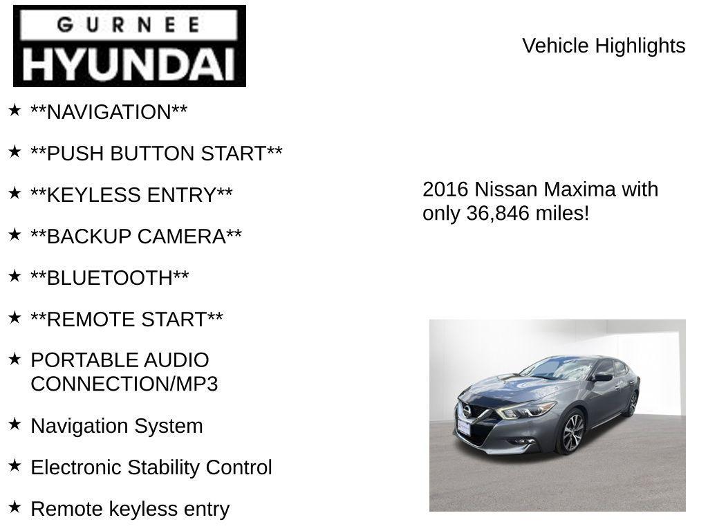 used 2016 Nissan Maxima car, priced at $15,999