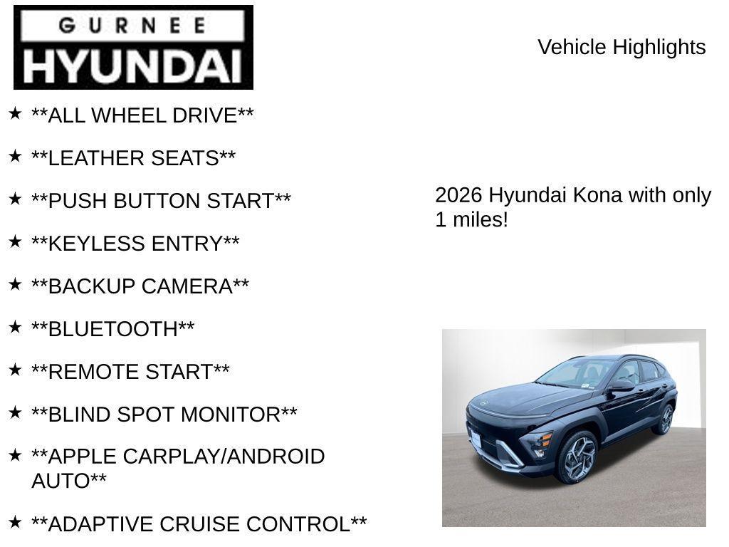 new 2026 Hyundai Kona car, priced at $29,326
