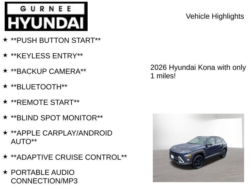 new 2026 Hyundai Kona car, priced at $28,601