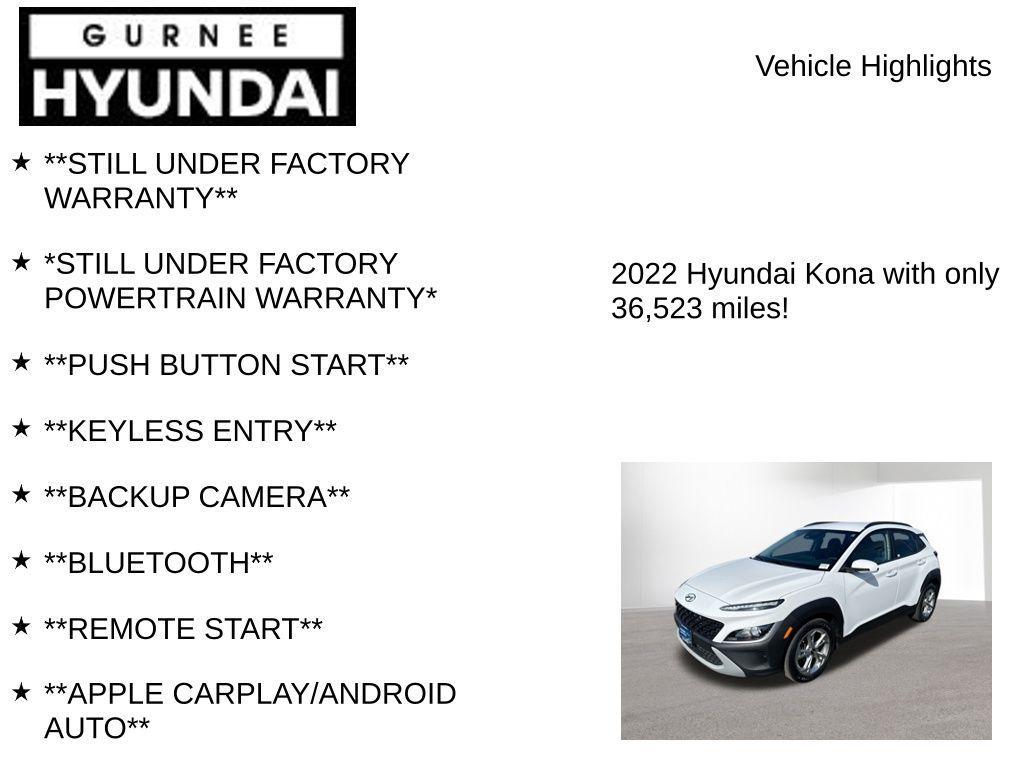 used 2022 Hyundai Kona car, priced at $17,702