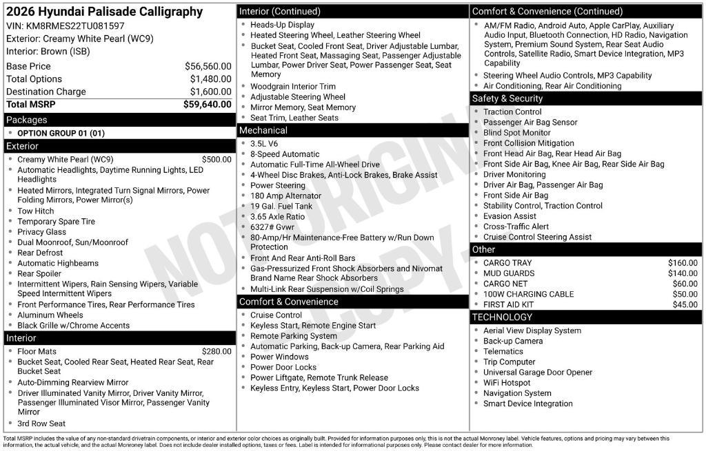 new 2026 Hyundai Palisade car, priced at $56,781