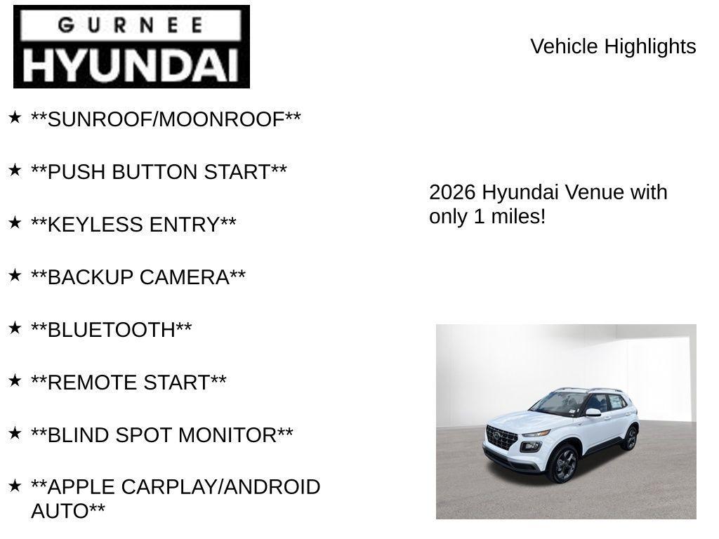 new 2026 Hyundai Venue car, priced at $23,826