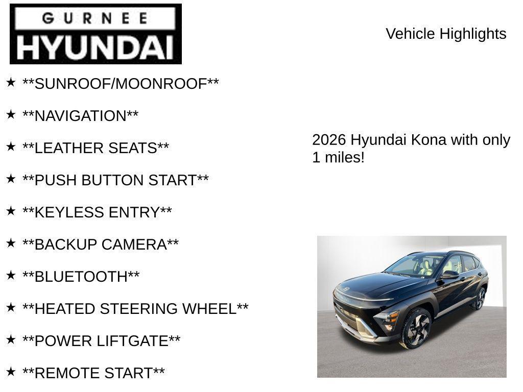 new 2026 Hyundai Kona car, priced at $35,242