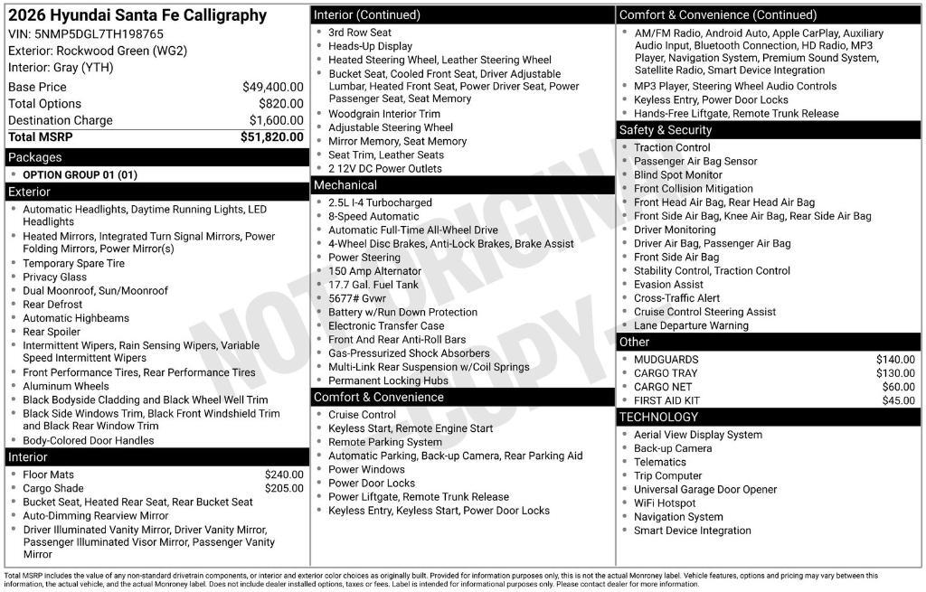 new 2026 Hyundai Santa Fe car, priced at $46,519