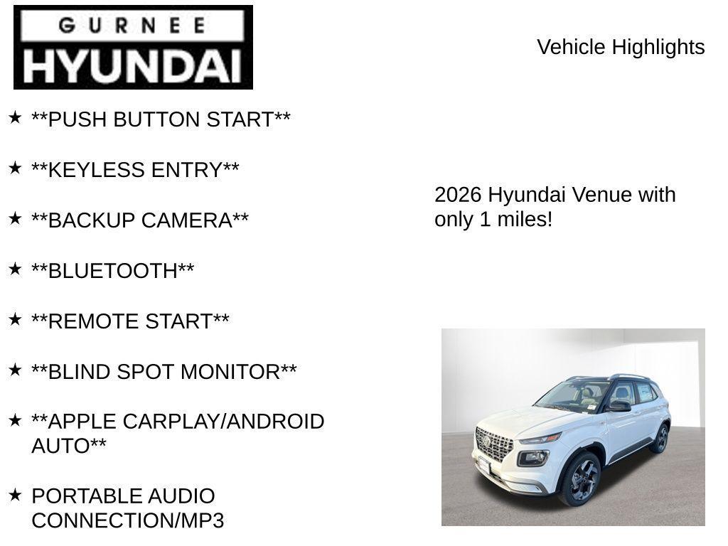 new 2026 Hyundai Venue car, priced at $24,007