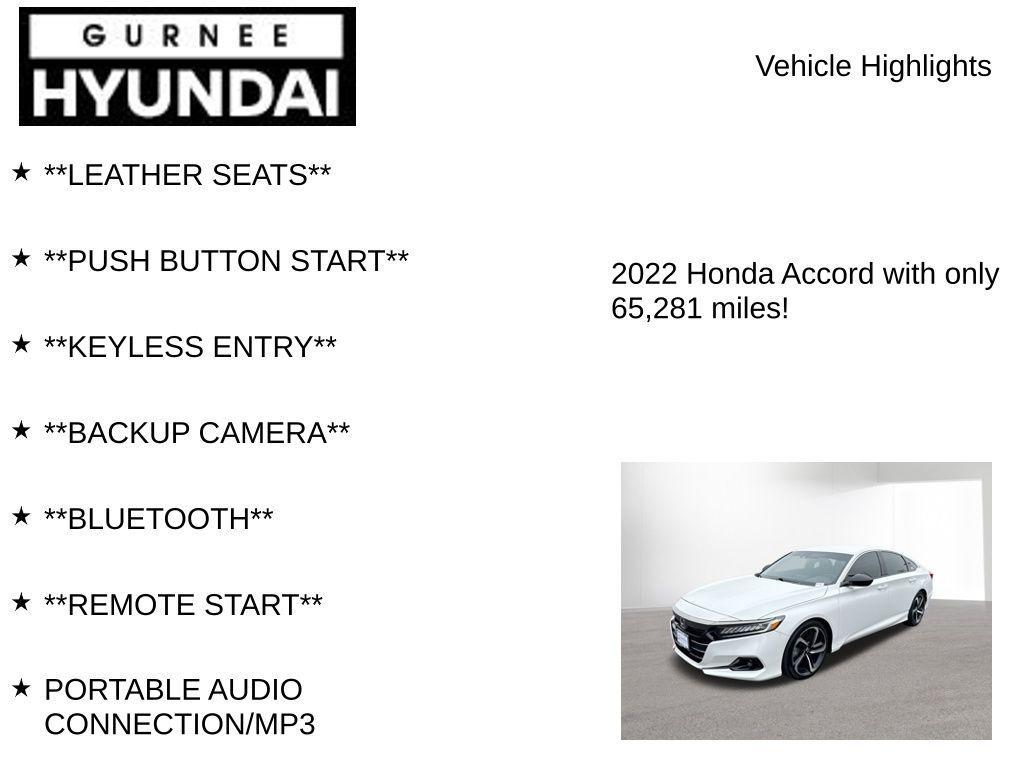 used 2022 Honda Accord car, priced at $22,495