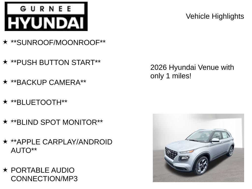new 2026 Hyundai Venue car, priced at $24,217