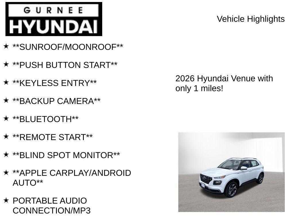 new 2026 Hyundai Venue car, priced at $24,217