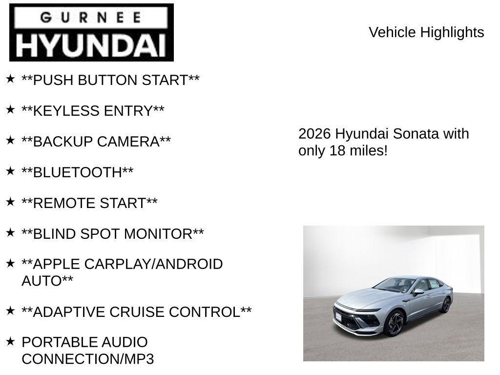 new 2026 Hyundai Sonata car, priced at $28,693