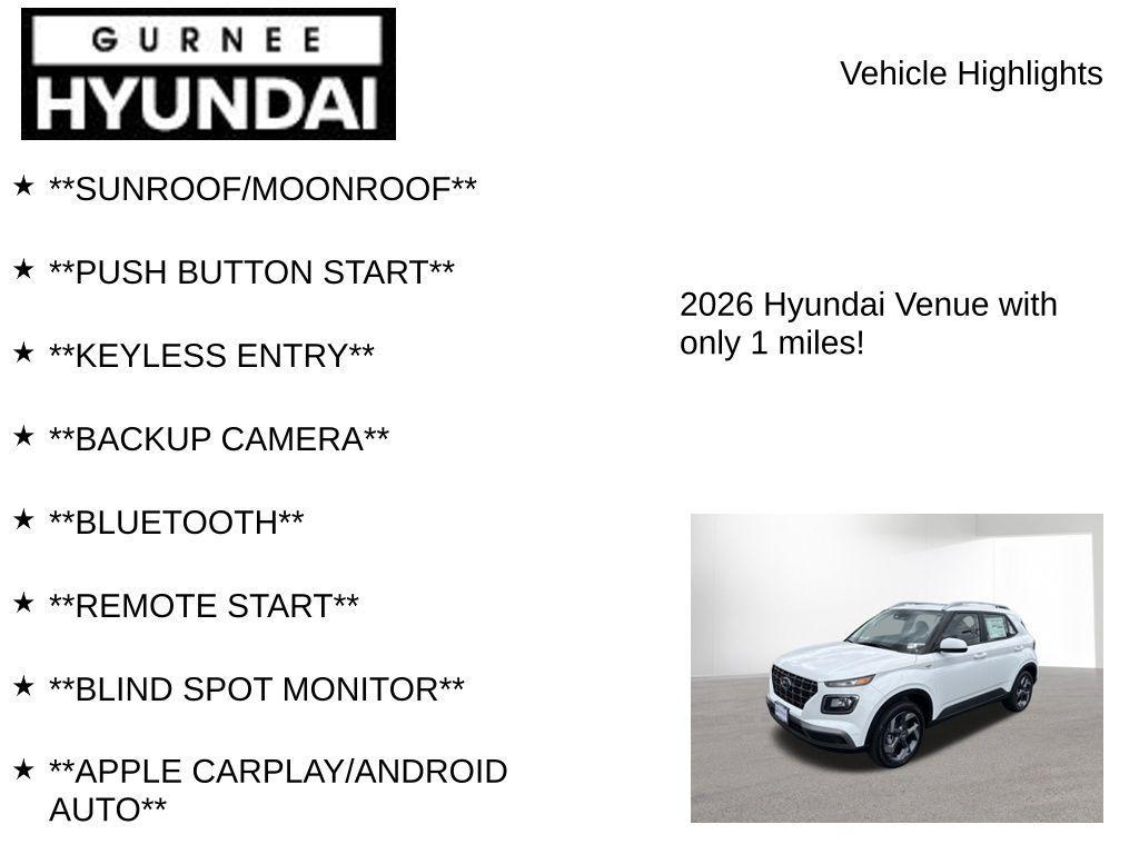 new 2026 Hyundai Venue car, priced at $23,826