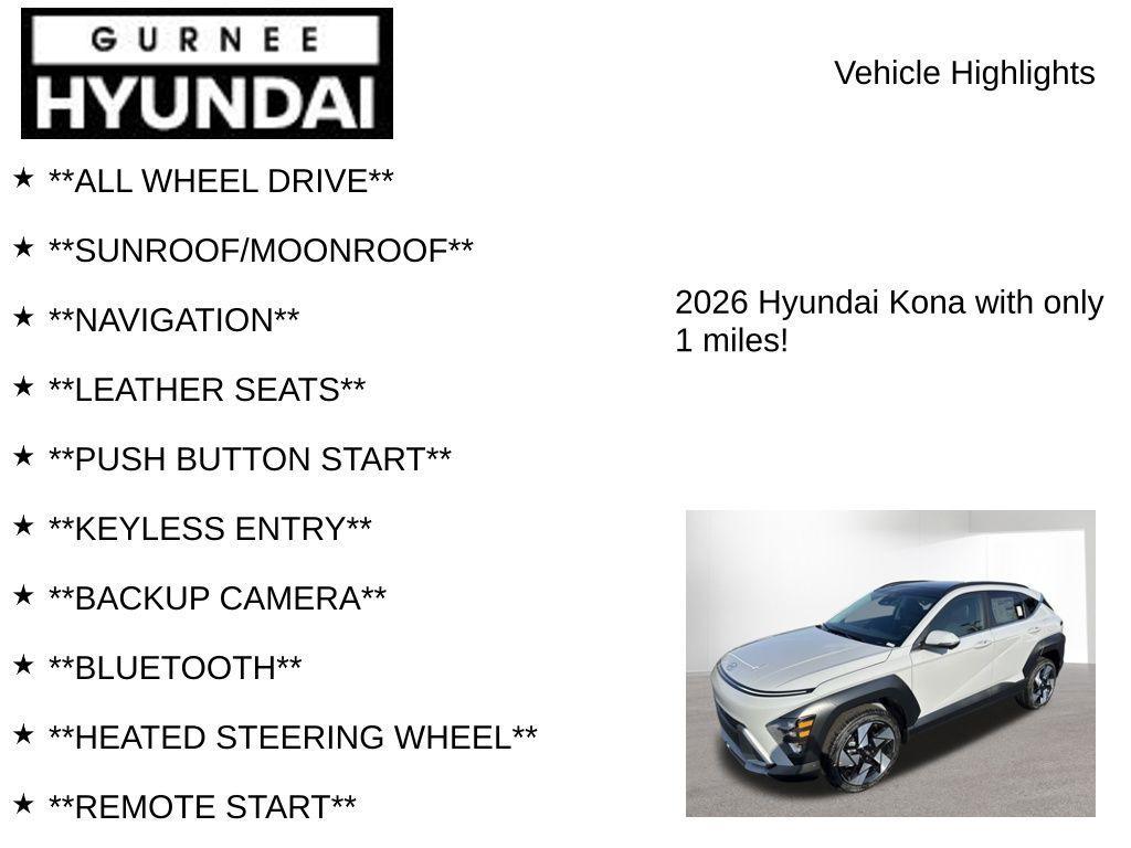 new 2026 Hyundai Kona car, priced at $35,618