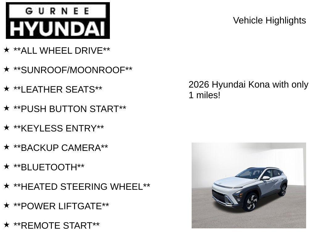 new 2026 Hyundai Kona car, priced at $34,858