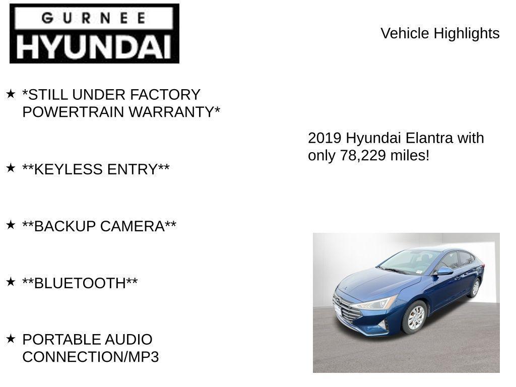 used 2019 Hyundai Elantra car, priced at $12,195