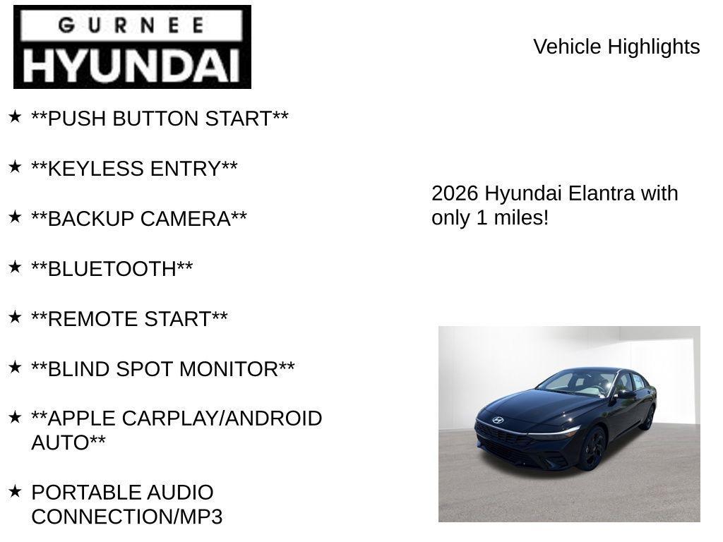 new 2026 Hyundai Elantra car, priced at $22,756